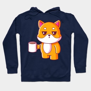 Cute shiba inu drinking coffee Hoodie